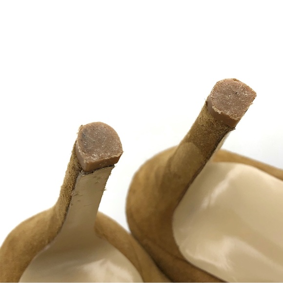 Diane Von Furstenburg Brown Suede Leather Sling Back Stiletto High Heels Size 7 - Picture 5 of 10